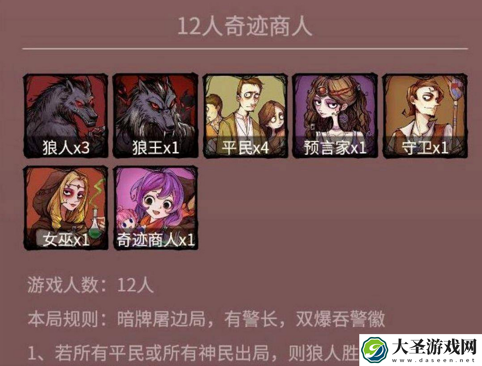 狼人杀奇迹商人必须第一天给技能吗