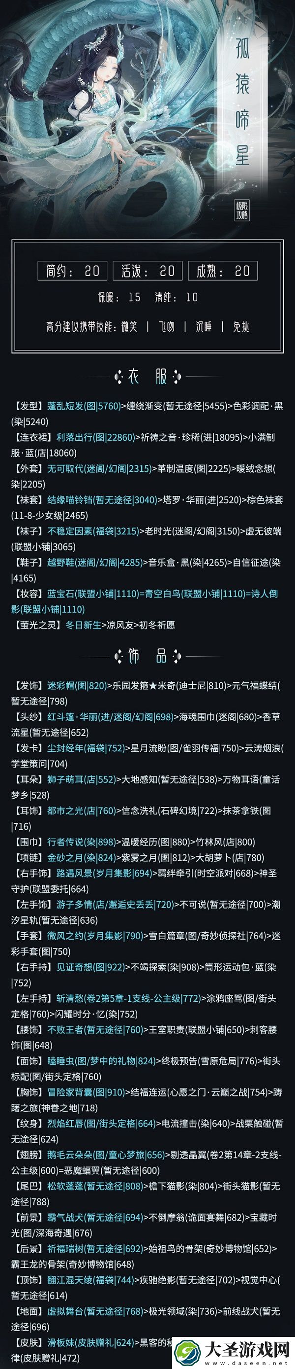 奇迹暖暖孤猿啼星极限搭配攻略