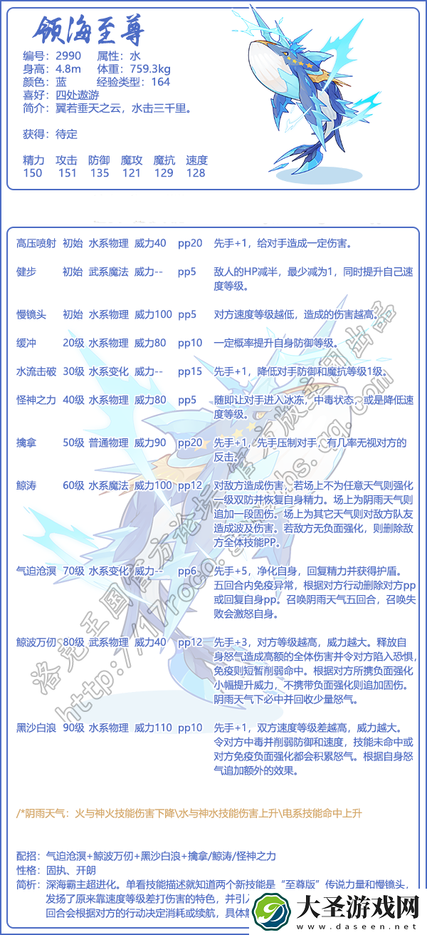 洛克王国领海至尊什么性格好