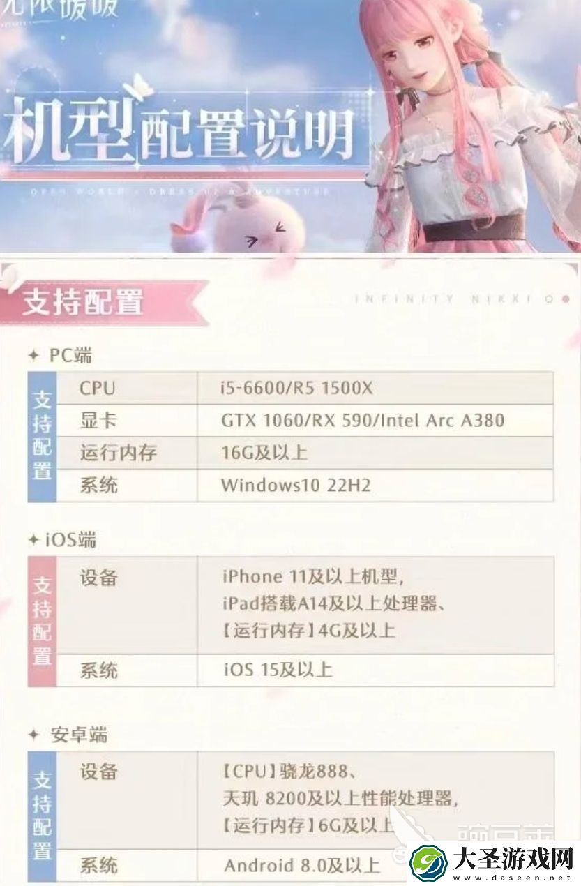 无限暖暖要什么配置