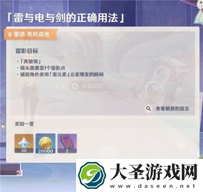原神雷与电与剑的正确用法怎么拍照