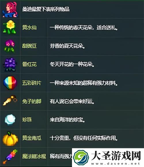 星露谷物语桑迪最爱什么