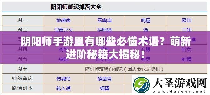 阴阳师手游里有哪些必懂术语
