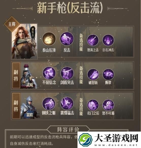 重返帝国枪兵阵容怎么搭配