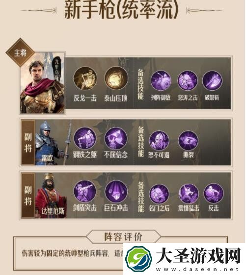 重返帝国枪兵阵容怎么搭配