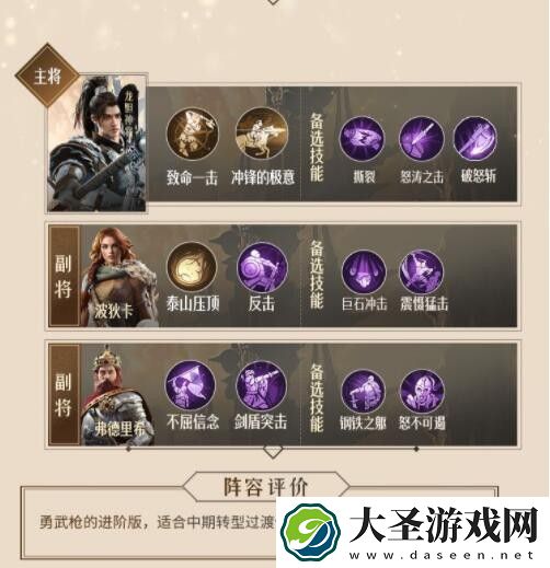 重返帝国枪兵阵容怎么搭配