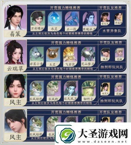 仙剑世界角色御灵怎么搭配