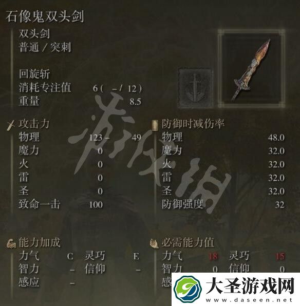 艾尔登法环石像鬼双头剑怎么获得