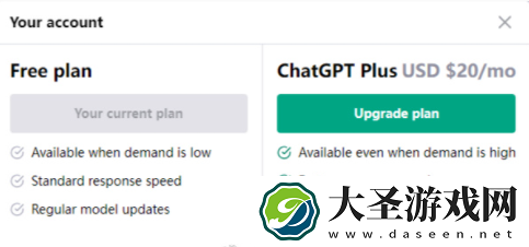 ChatGPT恢复Plus订阅服务