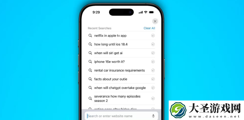 苹果 iOS 18.4 Safari 浏览器新标签地址栏显示近期搜索