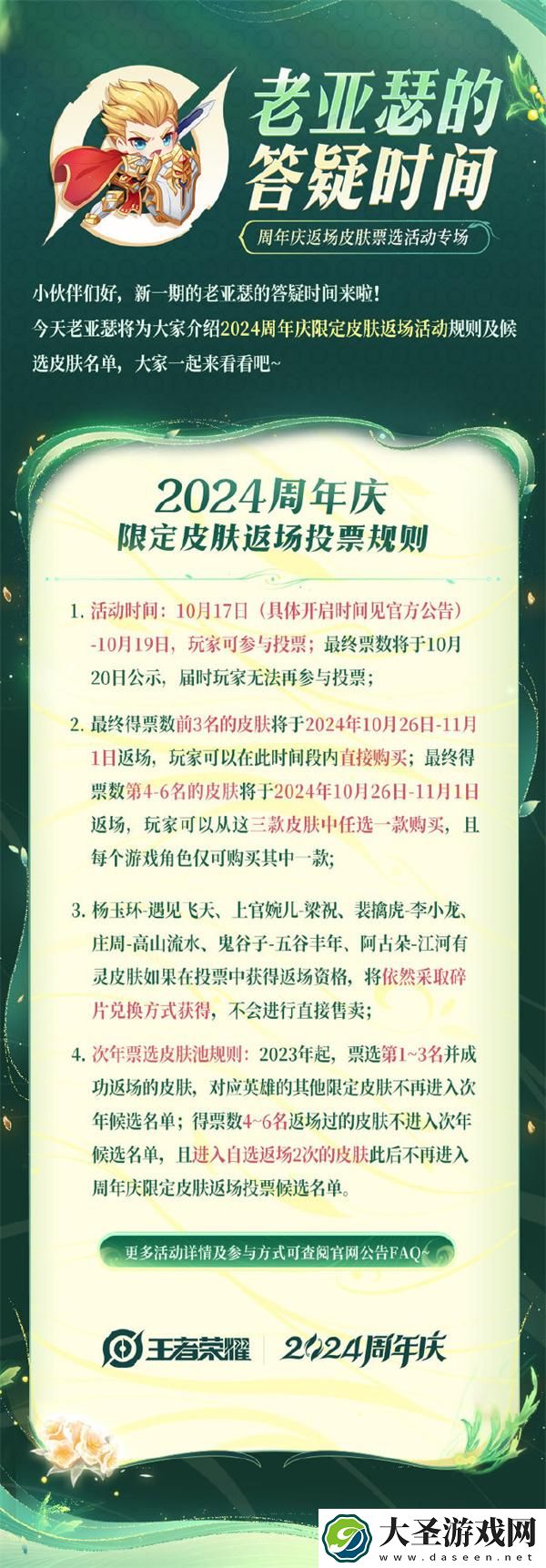 王者荣耀2024周年庆皮肤返场票选活动怎么参加